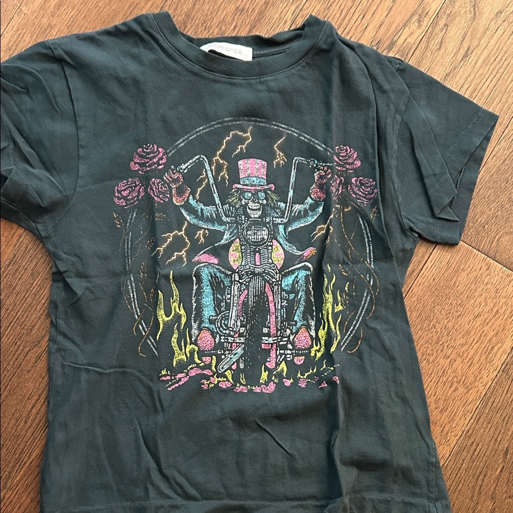 Daydreamer Black Graphic Tee with Pink and Yellow Accents